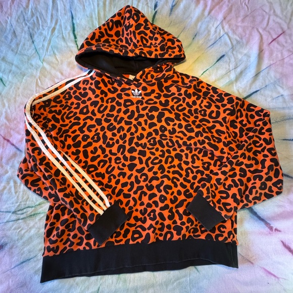 adidas Tops - Adidas x Rich Mnisi Cheetah Leopard Print Hoodie Orange Black Streetwear Collab